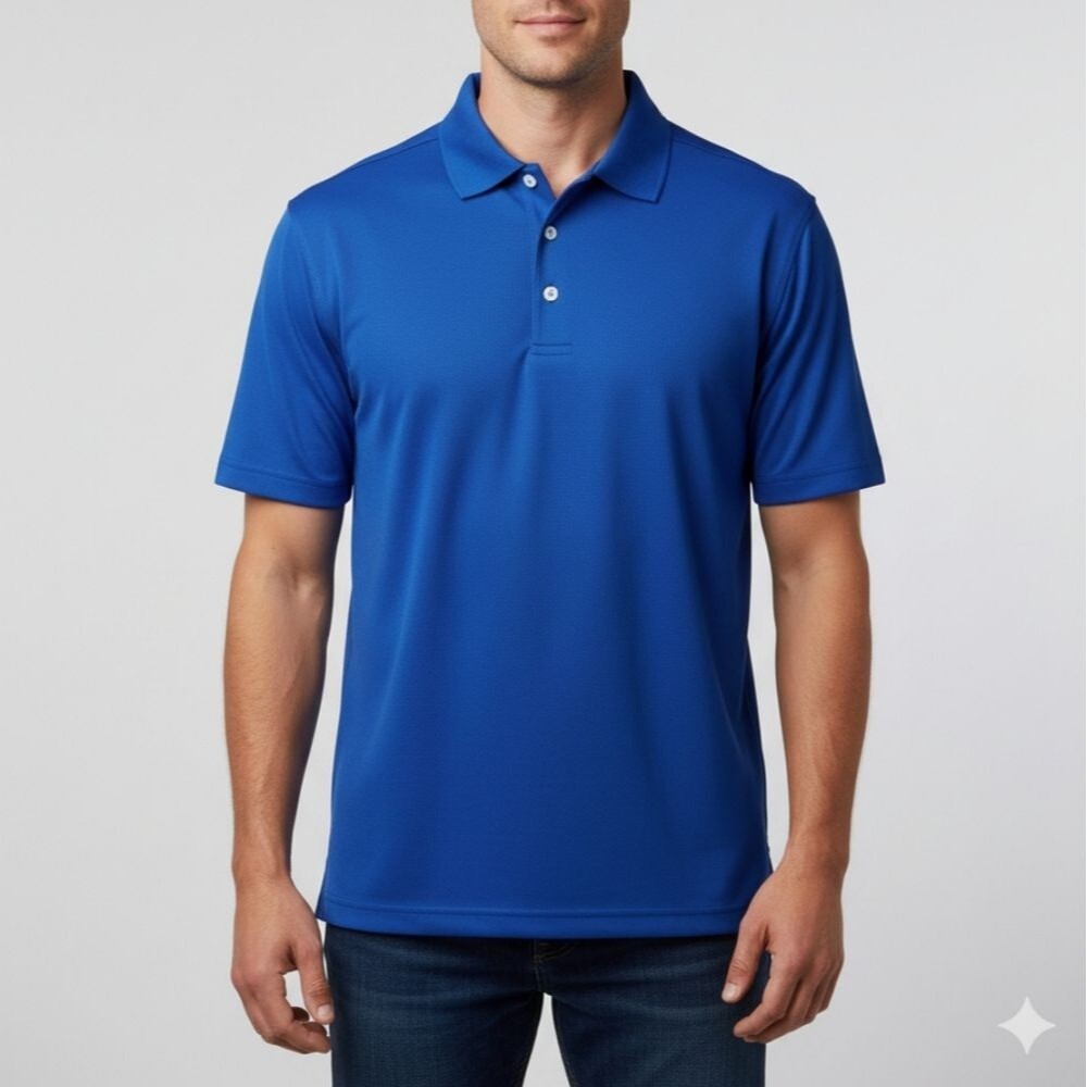 George Men's Royal "Spice" Checkered Polo Shirt Short Sleeve Sz Large (42-44) 🐈